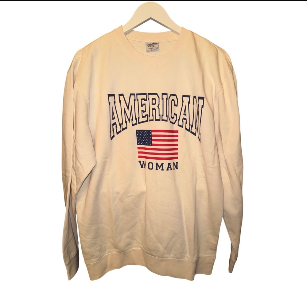 Living Fully American Woman Cream Graphic Crew Sweatshirt